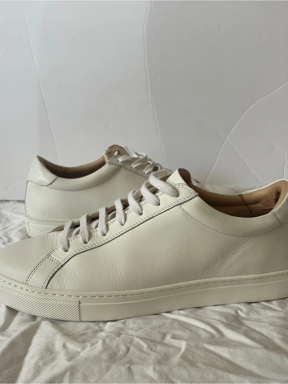 Suitsupply FW1480 Men's 10 US White Leather Low Top Casual Sneakers Shoes
